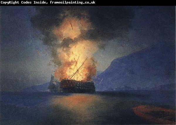 Ivan Aivazovsky Exploding Ship